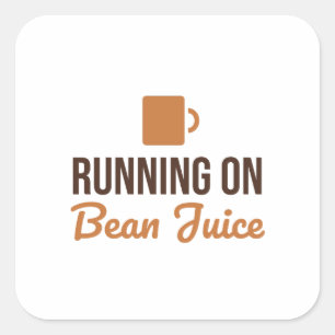 Pegatina Cuadrada Corriendo con jugo de frijol Amante divertido del 