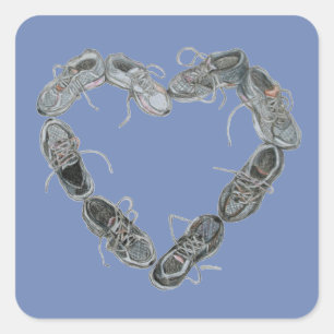 Pegatina Cuadrada Corriendo Pegatinas de arte de zapatos - Corre el