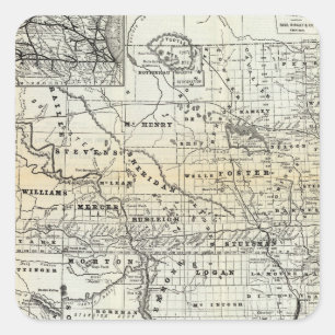 Pegatina Cuadrada Corrija el mapa de Dakota