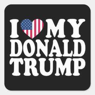 Pegatina Cuadrada Corro A Mi Donald Trump Por La Presidencia 2024
