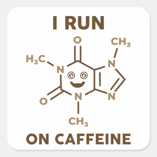 Pegatina Cuadrada Corro En La Molécula Caffeine (Anverso)