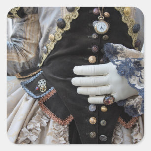 Pegatina Cuadrada Corsé steampunk, Carnaval, Venecia