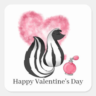Pegatina Cuadrada Cortar el zorrillo de San Valentín