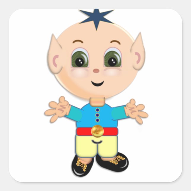 Pegatina Cuadrada Cortar elfo mágico (Anverso)