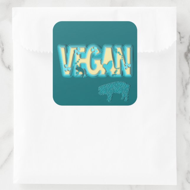 Pegatina Cuadrada Corte de papel vegano (Bolso)