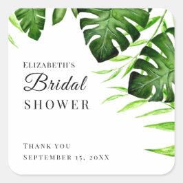 Pegatina Cuadrada Cortina tropical de duchas de novia color de agua 