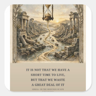Pegatina Cuadrada Corto Tiempo de Vida — Seneca Sticker