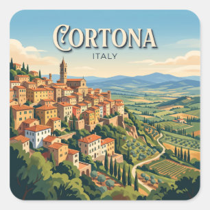 Pegatina Cuadrada Cortona Italia