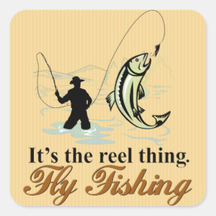 Pegatina Cuadrada Cosa del carrete de pesca de mosca