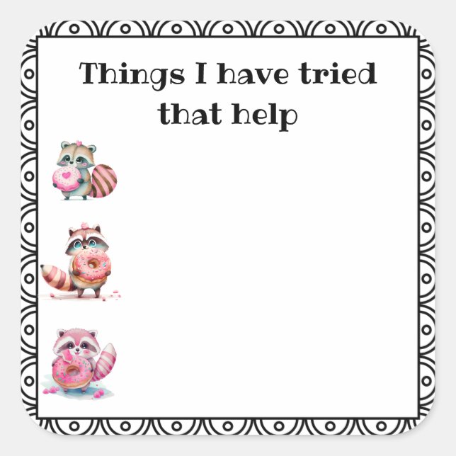 Pegatina Cuadrada 'Cosas que ayudan' (Anverso)