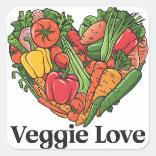 Pegatina Cuadrada Cosecha de corazón: un asunto de amor vegetal