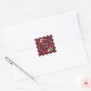 Pegatina Cuadrada Cosecha de otoño naturaleza con texto personalizab