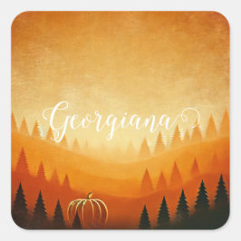 Pegatina Cuadrada Cosecha personalizada de calabaza cosecha otoñal