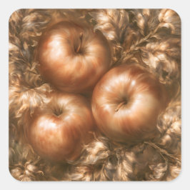 Pegatina Cuadrada Cosechar Manzanas