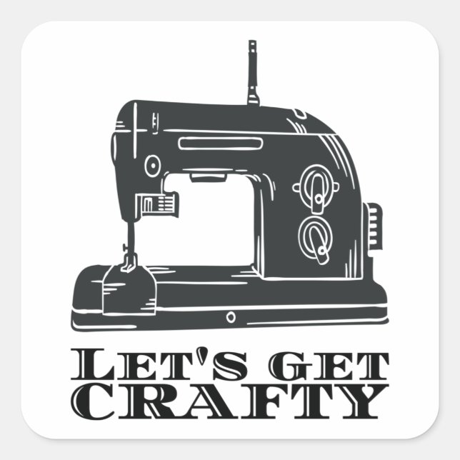 Pegatina Cuadrada Coser - Vamos a ser Creativos (Anverso)