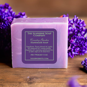 Pegatina Cuadrada Cosmético de jabón verde púrpura oscuro de estilo 