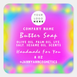 Pegatina Cuadrada Cosméticos de jabón balcánico Holograph Personaliz