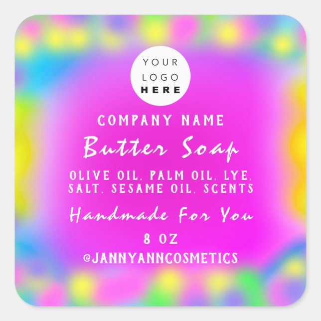 Pegatina Cuadrada Cosméticos de jabón balcánico Holograph Personaliz (Anverso)