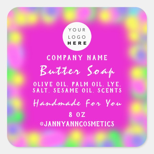 Pegatina Cuadrada Cosméticos de jabón balcánico Holograph Personaliz (Anverso)