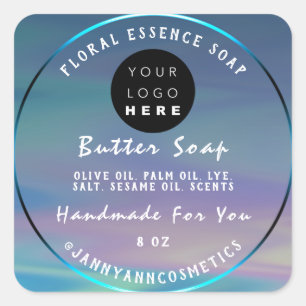 Pegatina Cuadrada Cosméticos de jabón de mantequilla Holograma con l