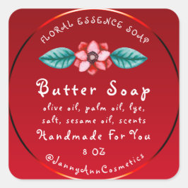 Pegatina Cuadrada Cosméticos de jabón de mantequilla Logotipo hecho 