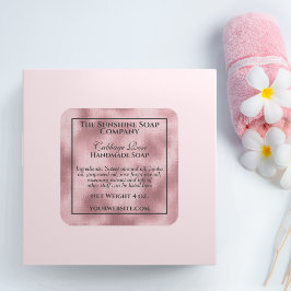 Pegatina Cuadrada Cosméticos de jabón de Relieve metalizado rosa de 