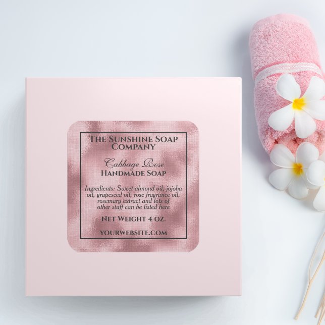 Pegatina Cuadrada Cosméticos de jabón de Relieve metalizado rosa de  (Subido por el creador)