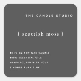 Pegatina Cuadrada Cosméticos modernos de Velas de Envasado Gris Mini