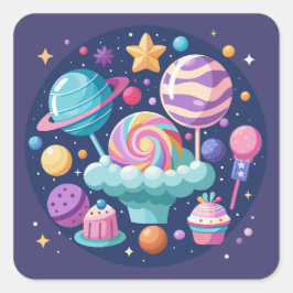 Pegatina Cuadrada Cosmic Candy Wonderland