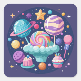 Pegatina Cuadrada Cosmic Candy Wonderland