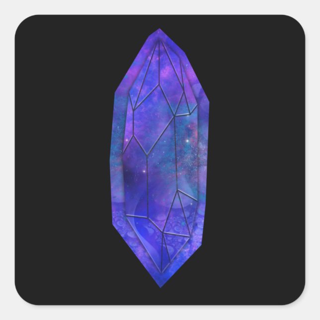 Pegatina Cuadrada Cosmic Crystal Space Fractal Spiritual Gem Space (Anverso)