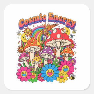Pegatina Cuadrada COSMIC ENERGY MASHROOM Sticker