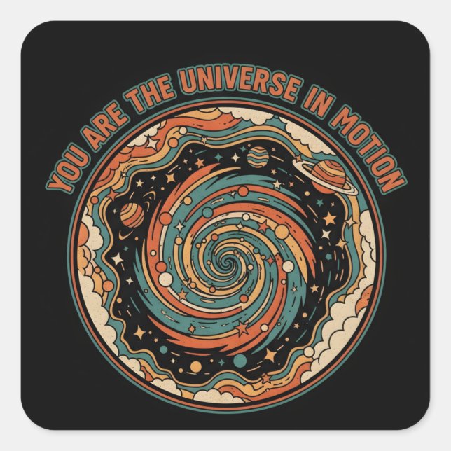 Pegatina Cuadrada Cosmic Universe In Motion - Retro tee (Anverso)