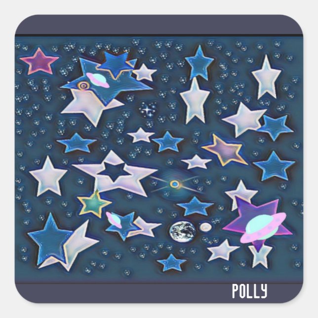 Pegatina Cuadrada Cósmico (Anverso)