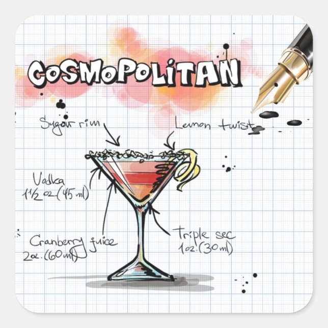 Pegatina Cuadrada Cosmopolita (Anverso)