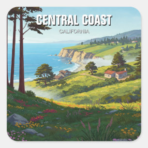 Pegatina Cuadrada Costa Central de San Luis Obispo