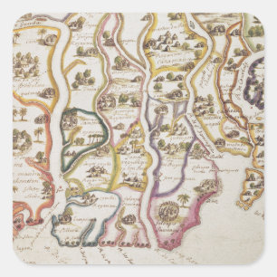 Pegatina Cuadrada Costa de África y el río Gambia   1622