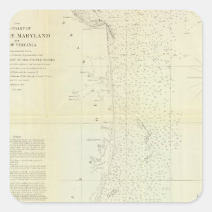 Pegatina Cuadrada Costa de Delaware, Maryland, pt de Virginia