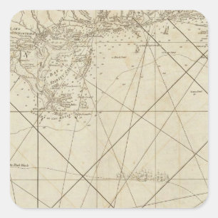 Pegatina Cuadrada Costa de Florida Occidental y Luisiana