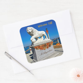 Pegatina Cuadrada Costa de la Caída de la Bienvenida San Agustín Flo