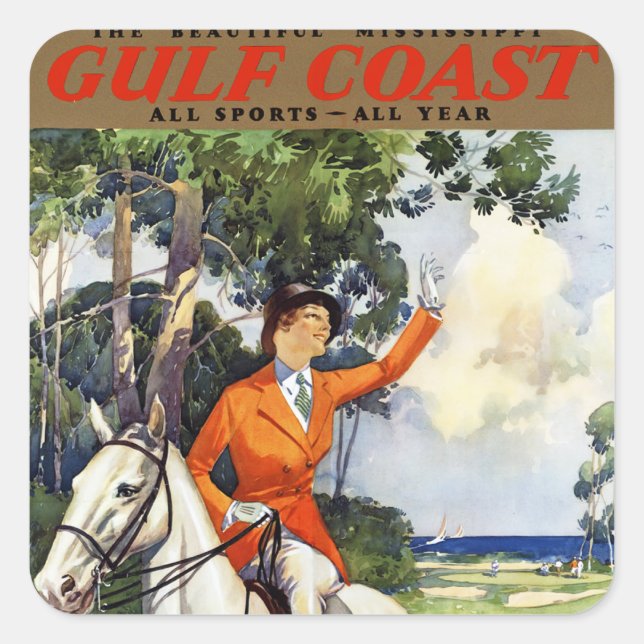 Pegatina Cuadrada Costa del Golfo (Anverso)