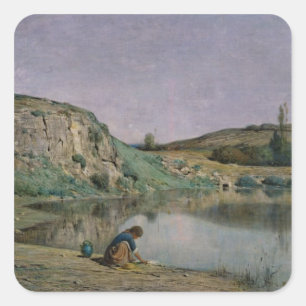 Pegatina Cuadrada Costa del lago Bourget