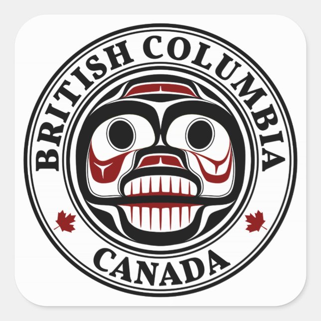 Pegatina Cuadrada Costa del Pacífico Noroeste Haida Calavera llorosa (Anverso)