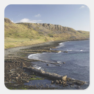 Pegatina Cuadrada Costa en Duntulm, Isla de Skye, Escocia, United