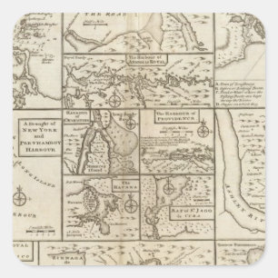 Pegatina Cuadrada Costa Este, EE. UU.