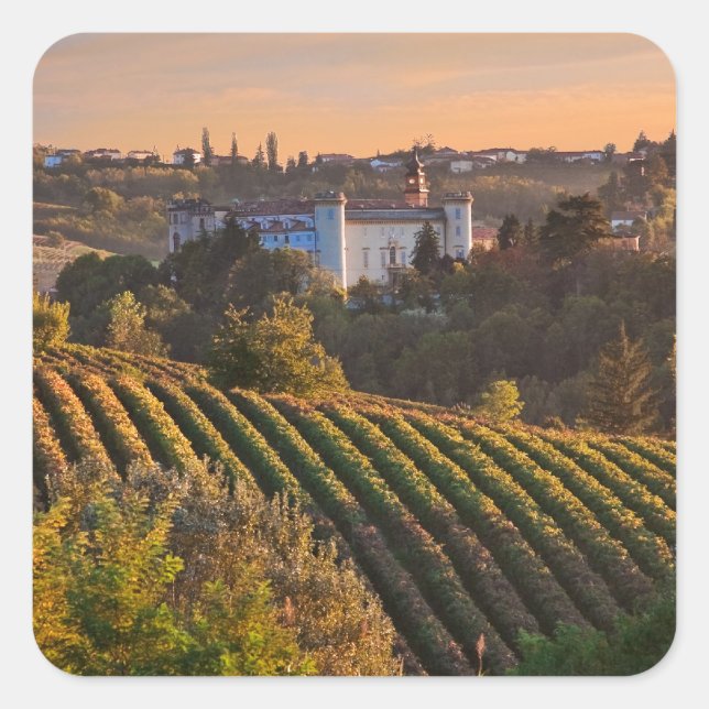 Pegatina Cuadrada Costilgiole d'Asti, Piamonte, Italia (Anverso)