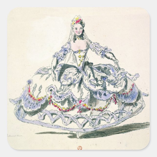 Pegatina Cuadrada Costume de ópera, de la colección Menus Plaisirs, (Anverso)