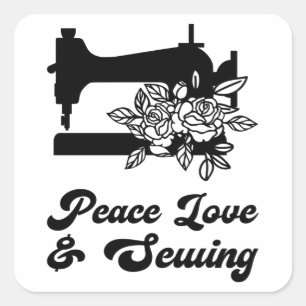 Pegatina Cuadrada Costura - Paz Amor y Costura