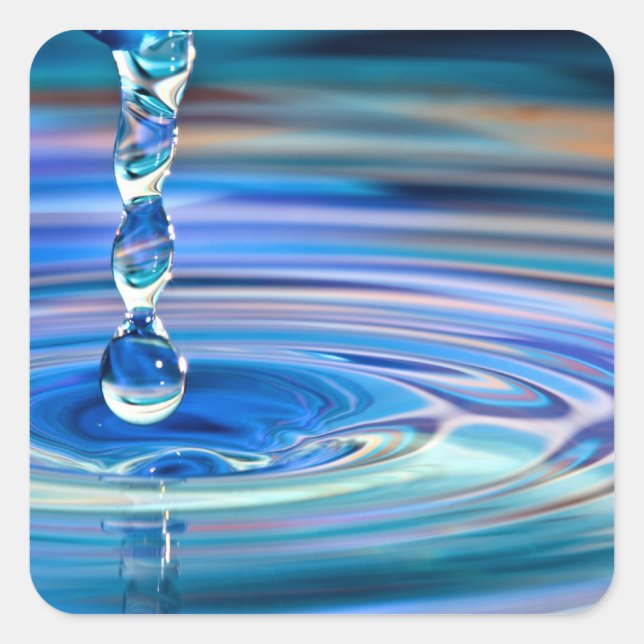 Pegatina Cuadrada Cotas claras de agua azul que fluyen (Anverso)