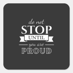 Pegatina Cuadrada Cotización de motivación Texto elegante y positivo